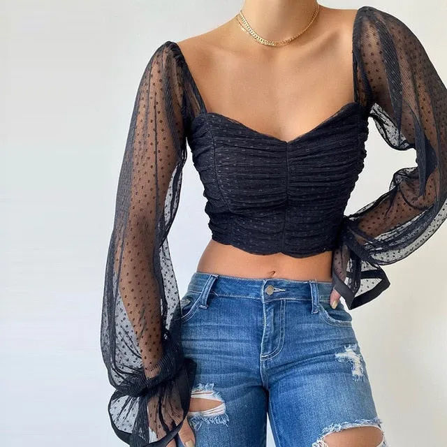 2021 New!!!  Women's Mesh Shirt Long Loose Fitting Sleeve Sizes S - XL