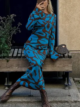 2025 Autumn Jacquard Knitted Dress Autumn Winter Elegant Long Sleeve Sweater Dress