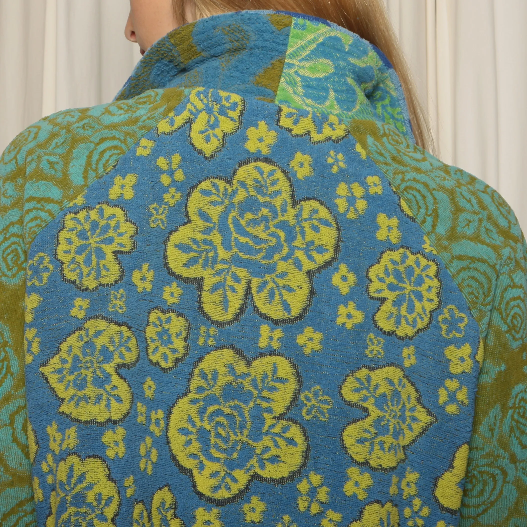 60's Floral Patchwork Quilted Terry Towel Jacket