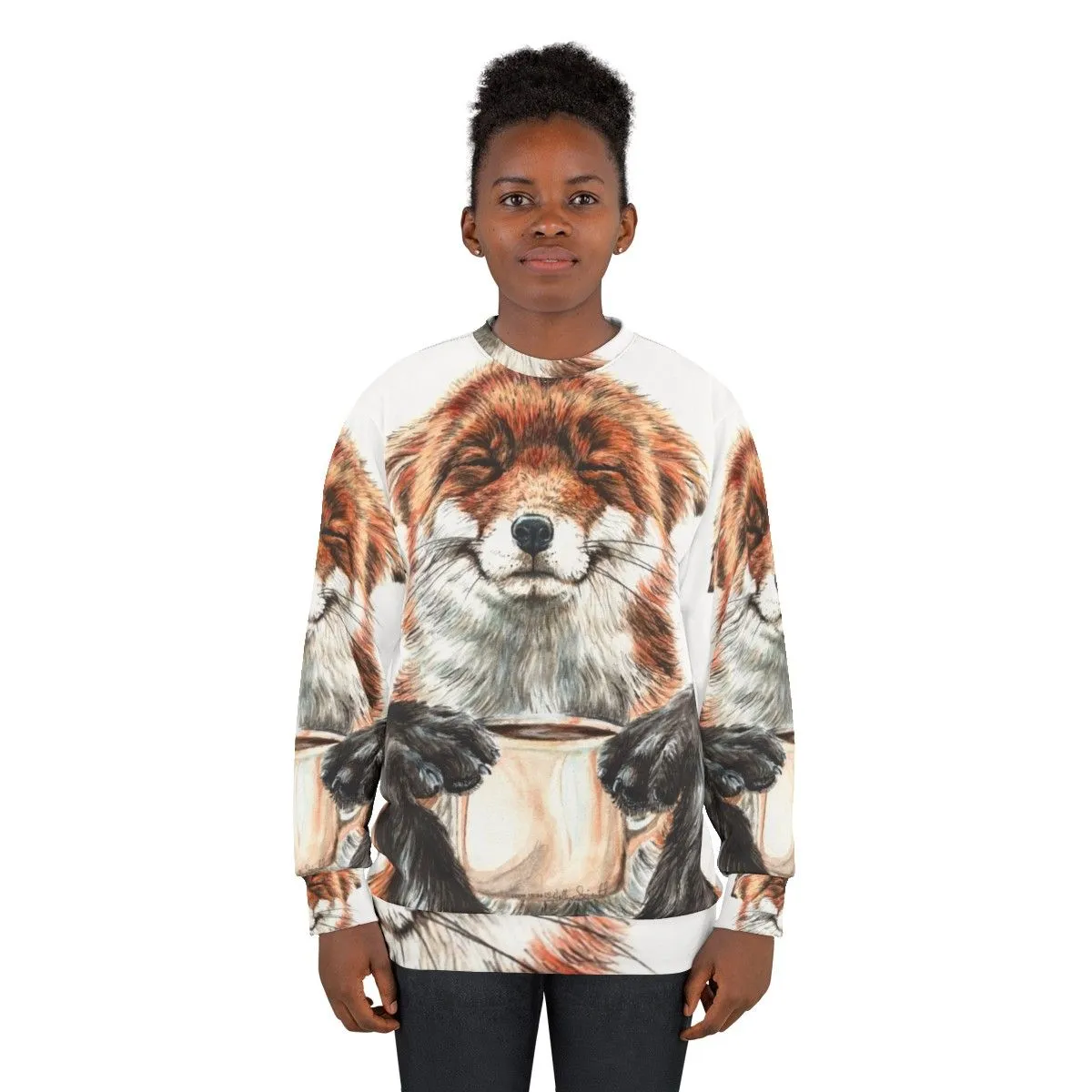 Adorable Morning Fox Coffee Animal Sweatshirt
