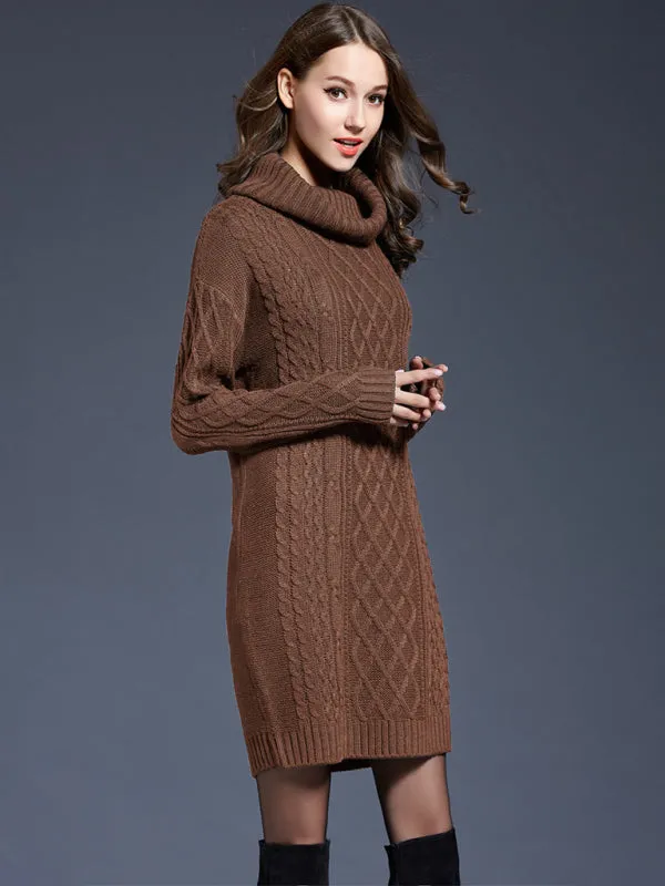Anaya Women's Turtleneck Long Sleeve Loose Sweater Dress