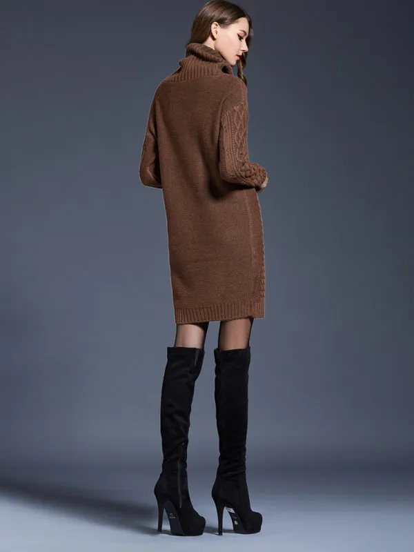 Anaya Women's Turtleneck Long Sleeve Loose Sweater Dress
