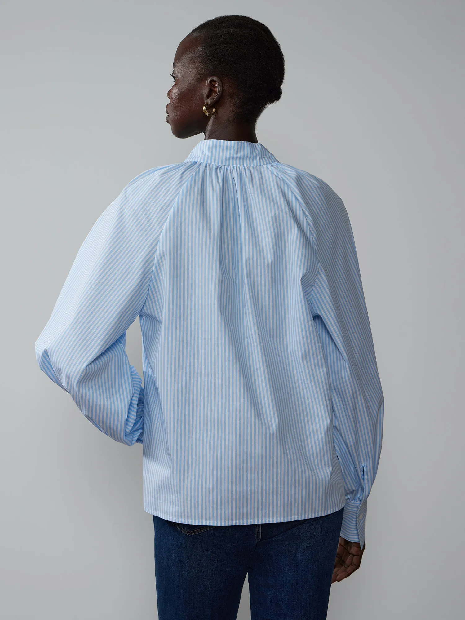 Balloon Sleeve Striped Shirt