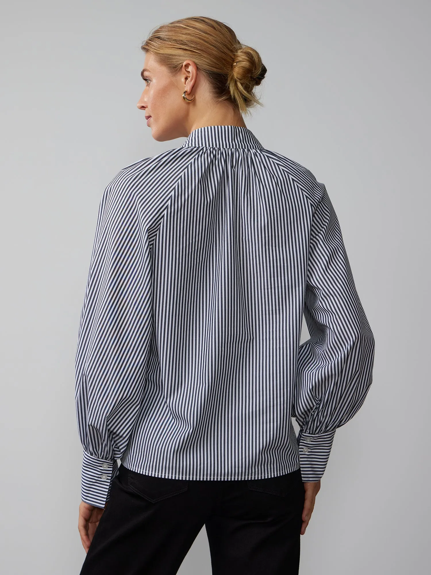 Balloon Sleeve Striped Shirt