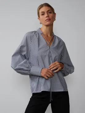 Balloon Sleeve Striped Shirt
