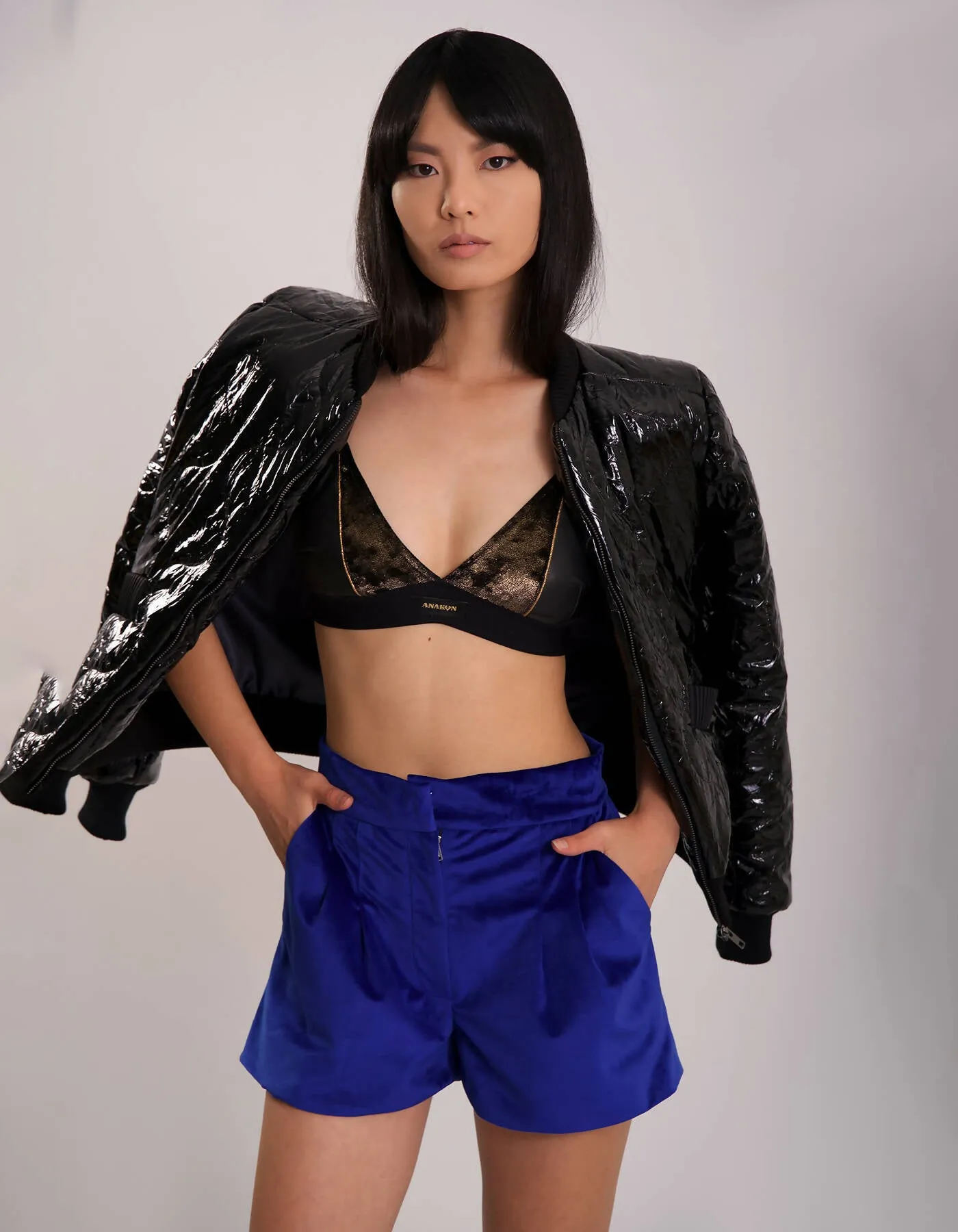 Black Quilted Bomber