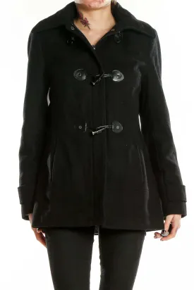 Black Wool Blend Toggle Coat