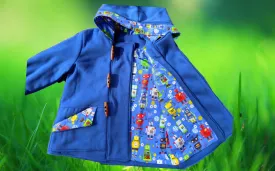 Boys Duffle Coat, Blue Fleece - Sizes 3-4