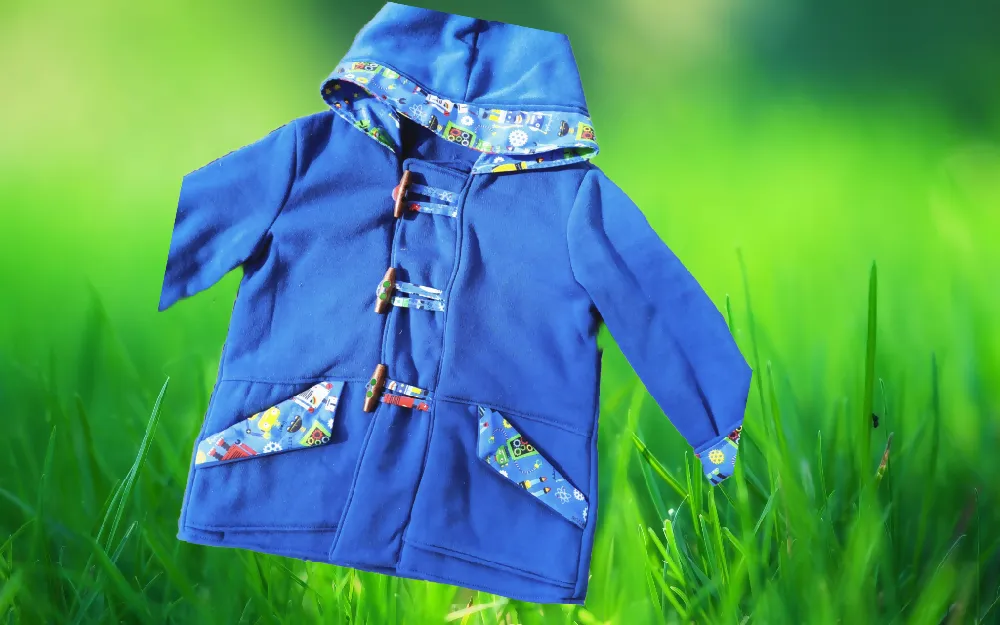 Boys Duffle Coat, Blue Fleece - Sizes 3-4