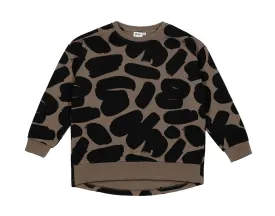 Brown Brushstrokes Relaxed Fit Sweater