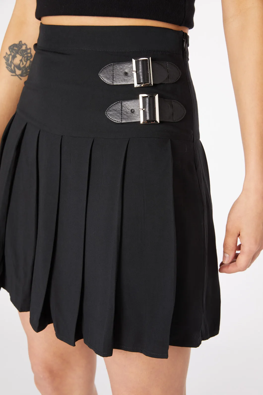 Buckle Viscose Mini Skirt