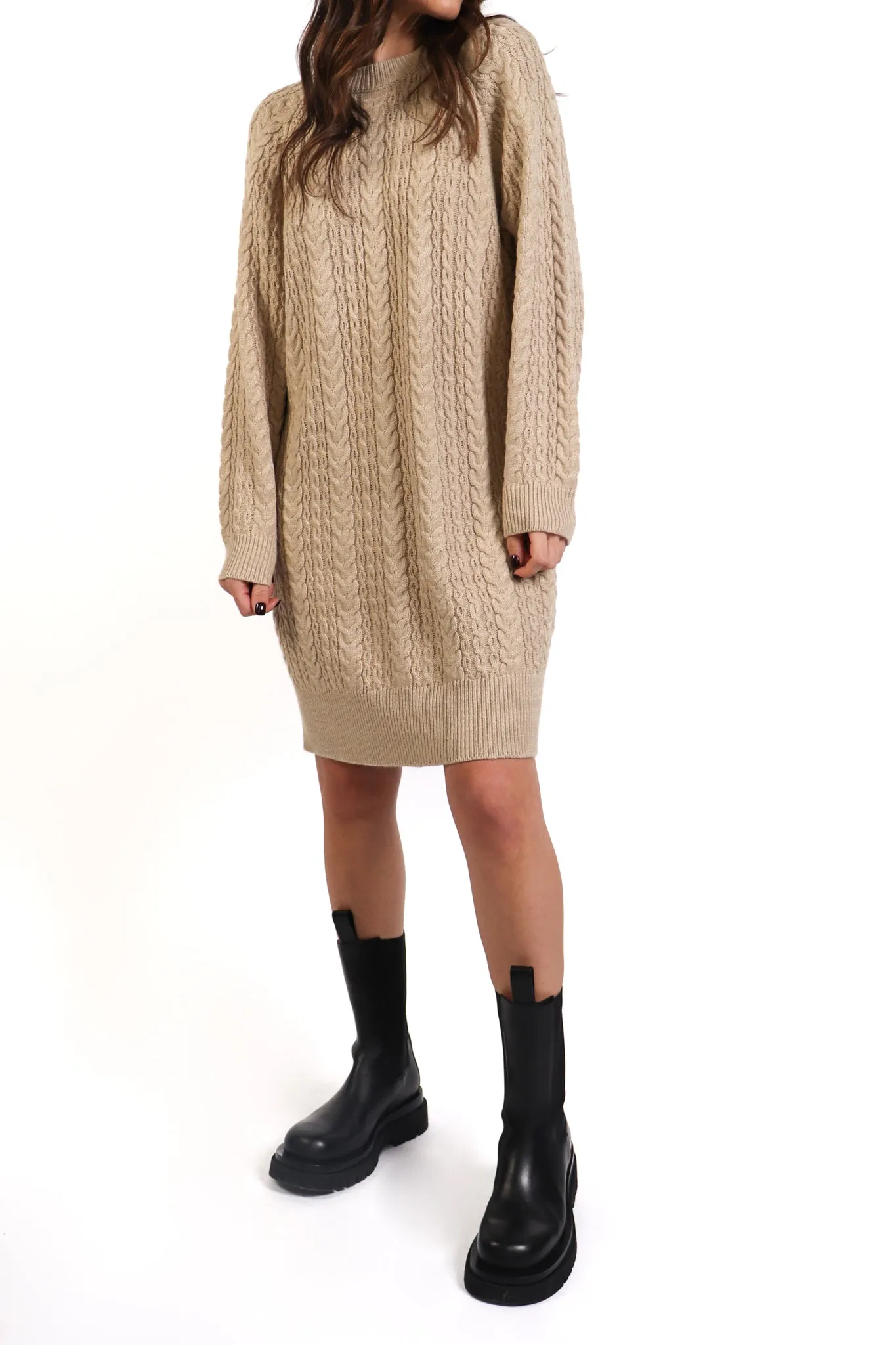 Cable Knit Sweater Dress