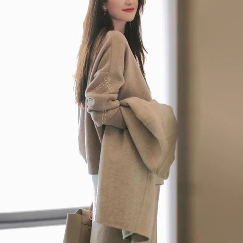 Casual Simple Knitted Dress Set