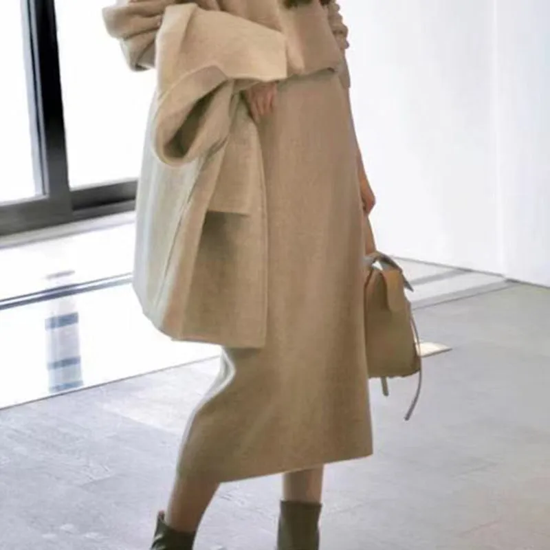 Casual Simple Knitted Dress Set