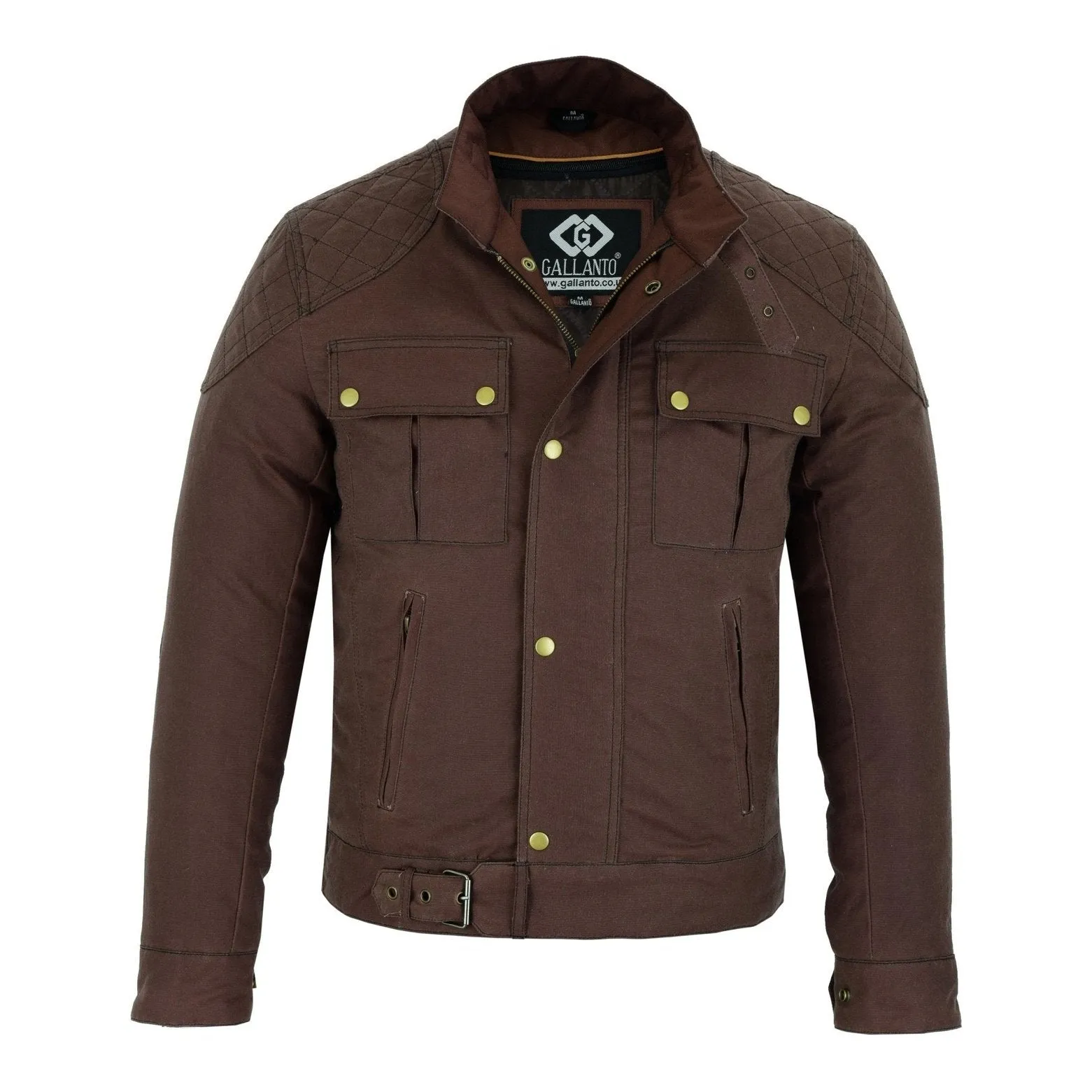 Classic Brown Waxed Cotton Motorcycle Jacket Textile Biker