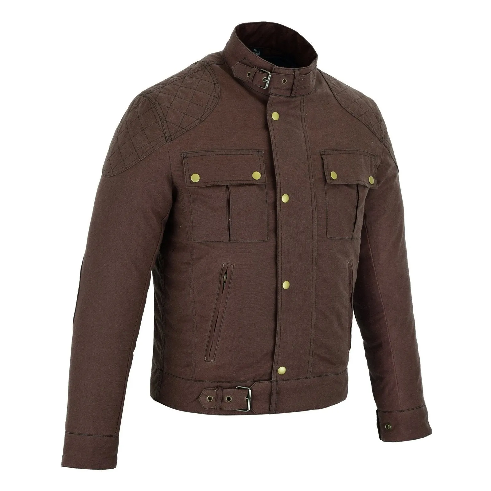 Classic Brown Waxed Cotton Motorcycle Jacket Textile Biker