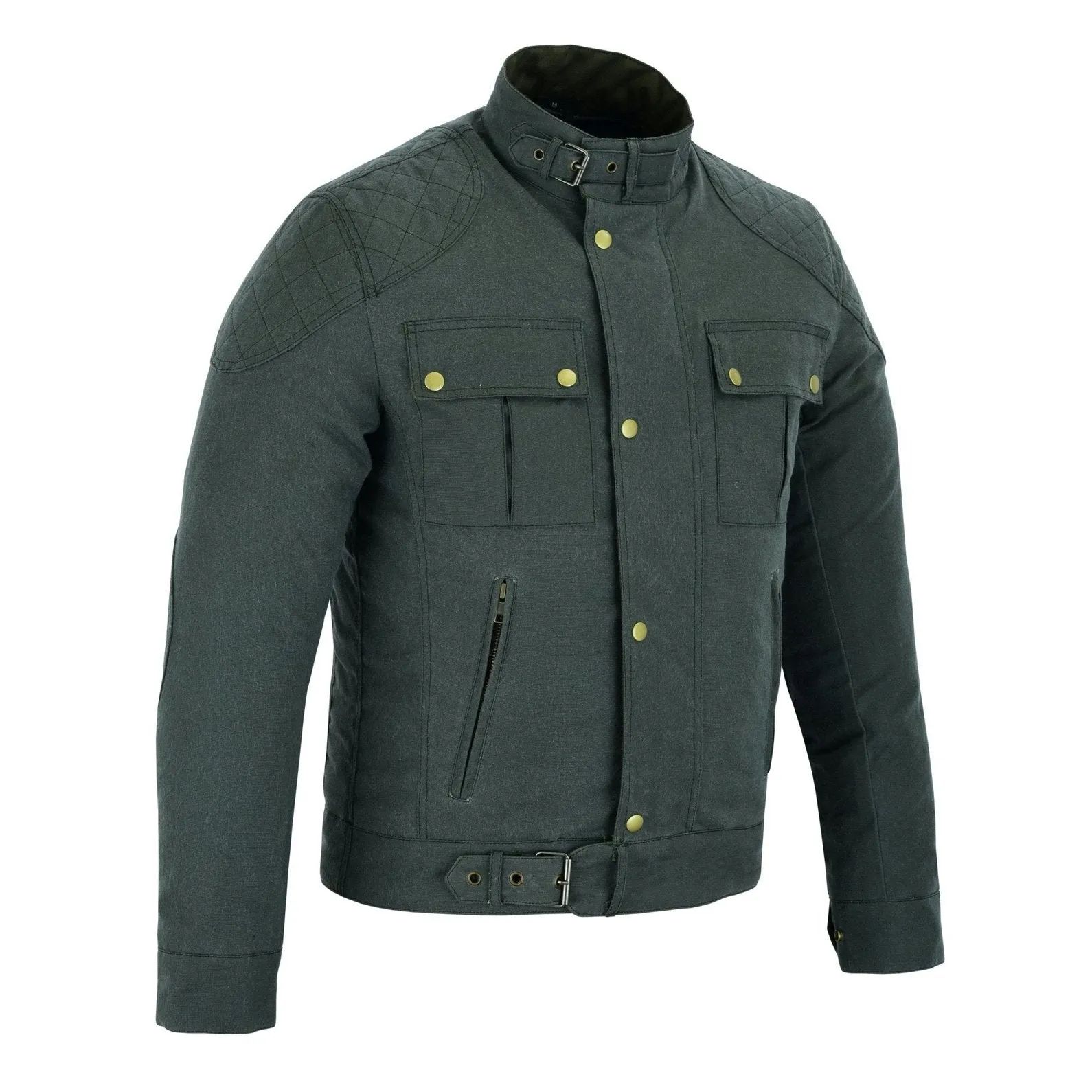 Classic Brown Waxed Cotton Motorcycle Jacket Textile Biker
