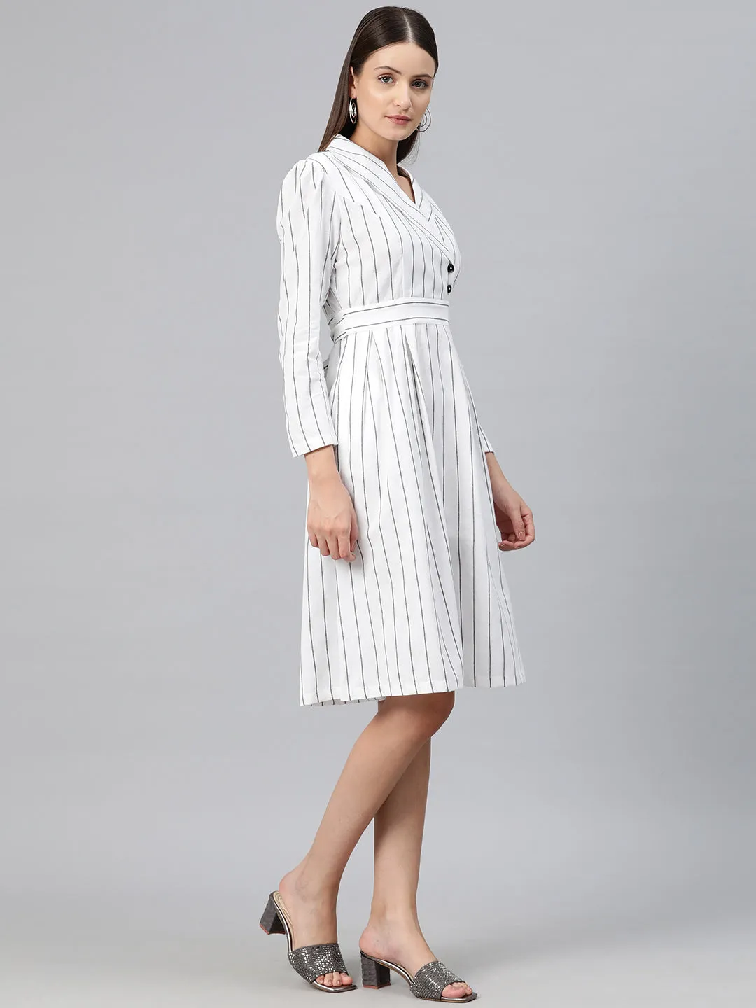 Cottinfab Women Striped Wrap Dress