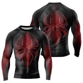 Dark Red Spider Men's Long Sleeve Rash Guard