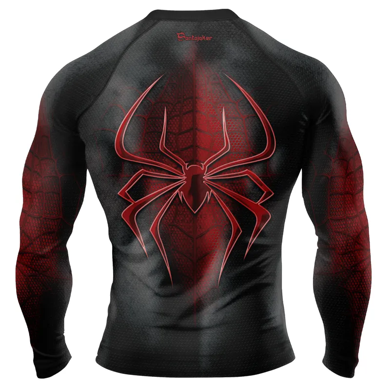 Dark Red Spider Men's Long Sleeve Rash Guard