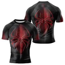 Dark Red Spider Men's Short Sleeve Rash Guard