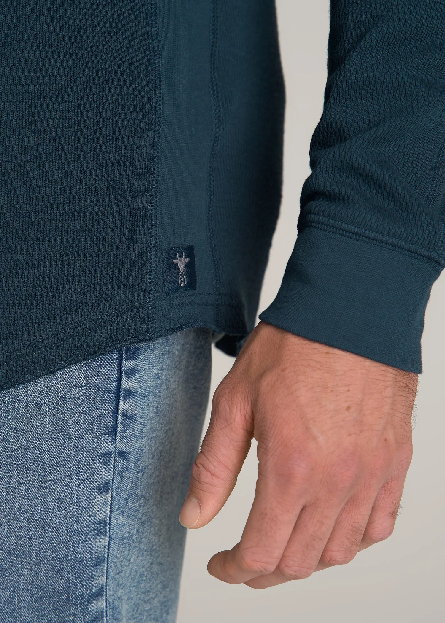 Double Honeycomb Thermal Crewneck for Tall Men in True Navy
