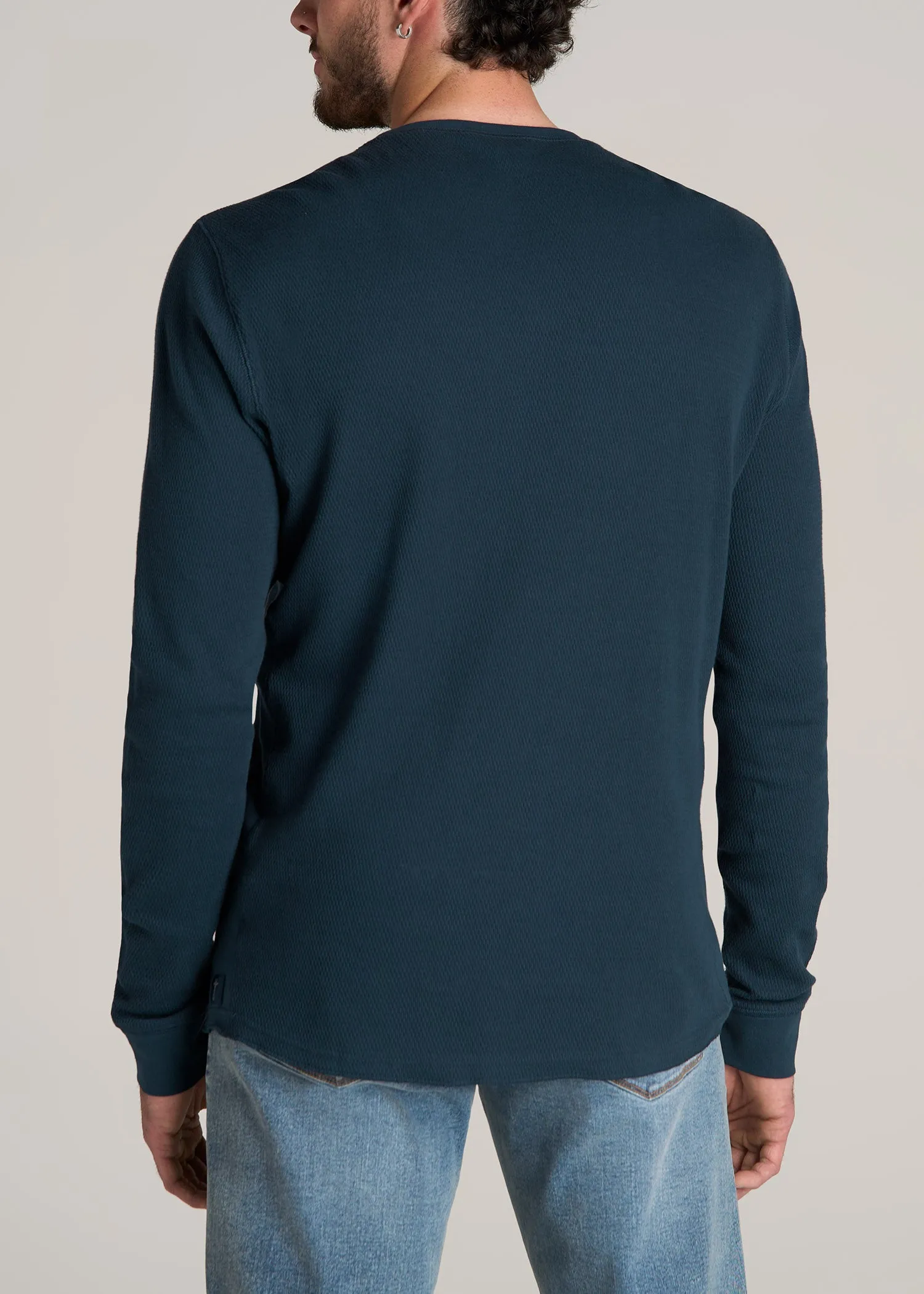 Double Honeycomb Thermal Crewneck for Tall Men in True Navy