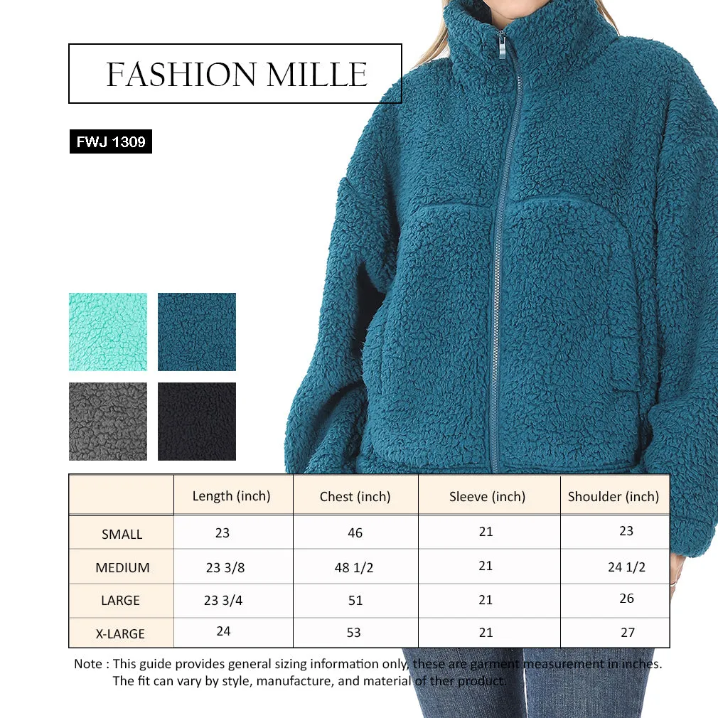 Drawstring Hem Fleece Sherpa Jacket (FWJ1309)