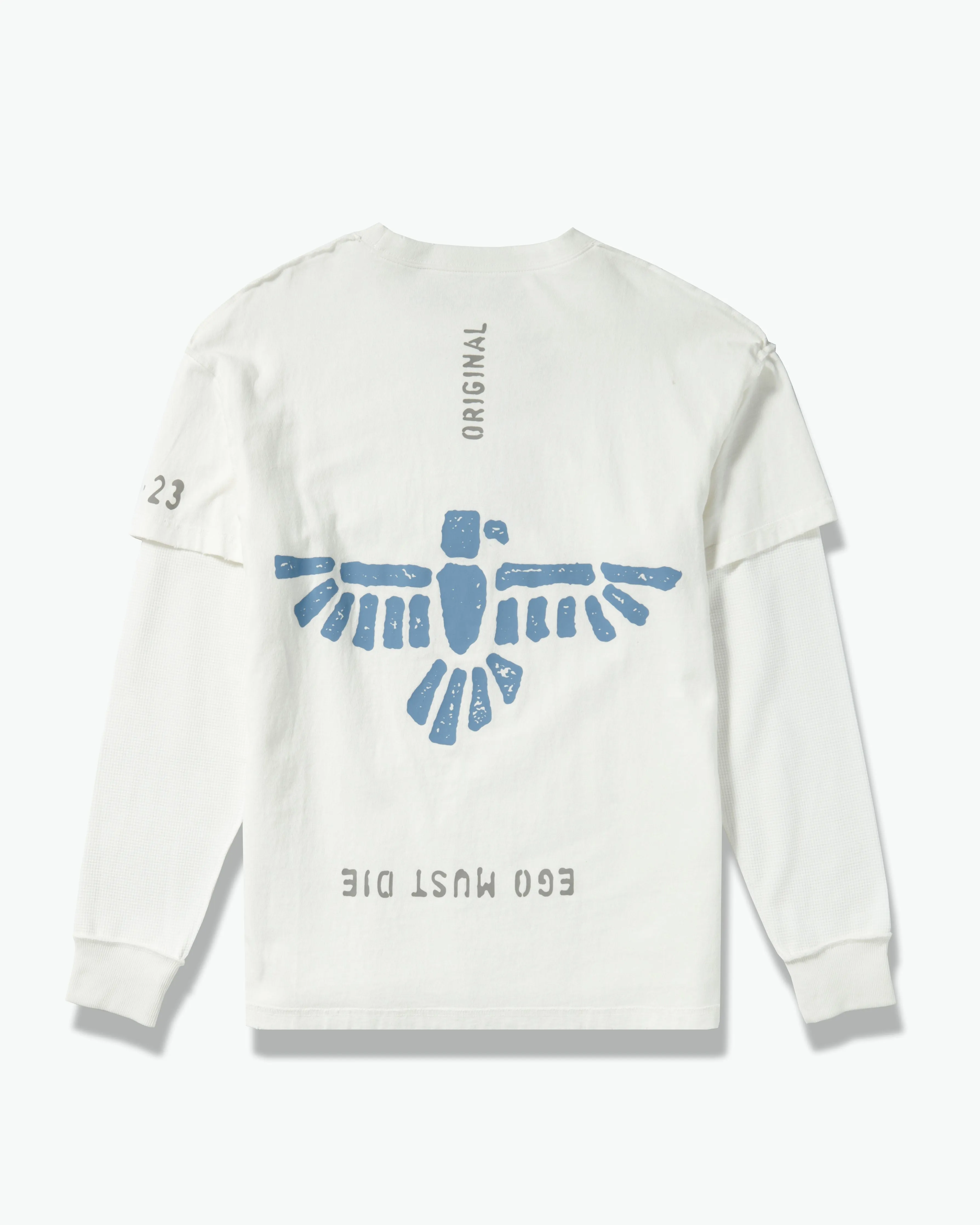 EGO MUST DIE THERMAL L/S TEE (WHITE/WHITE)