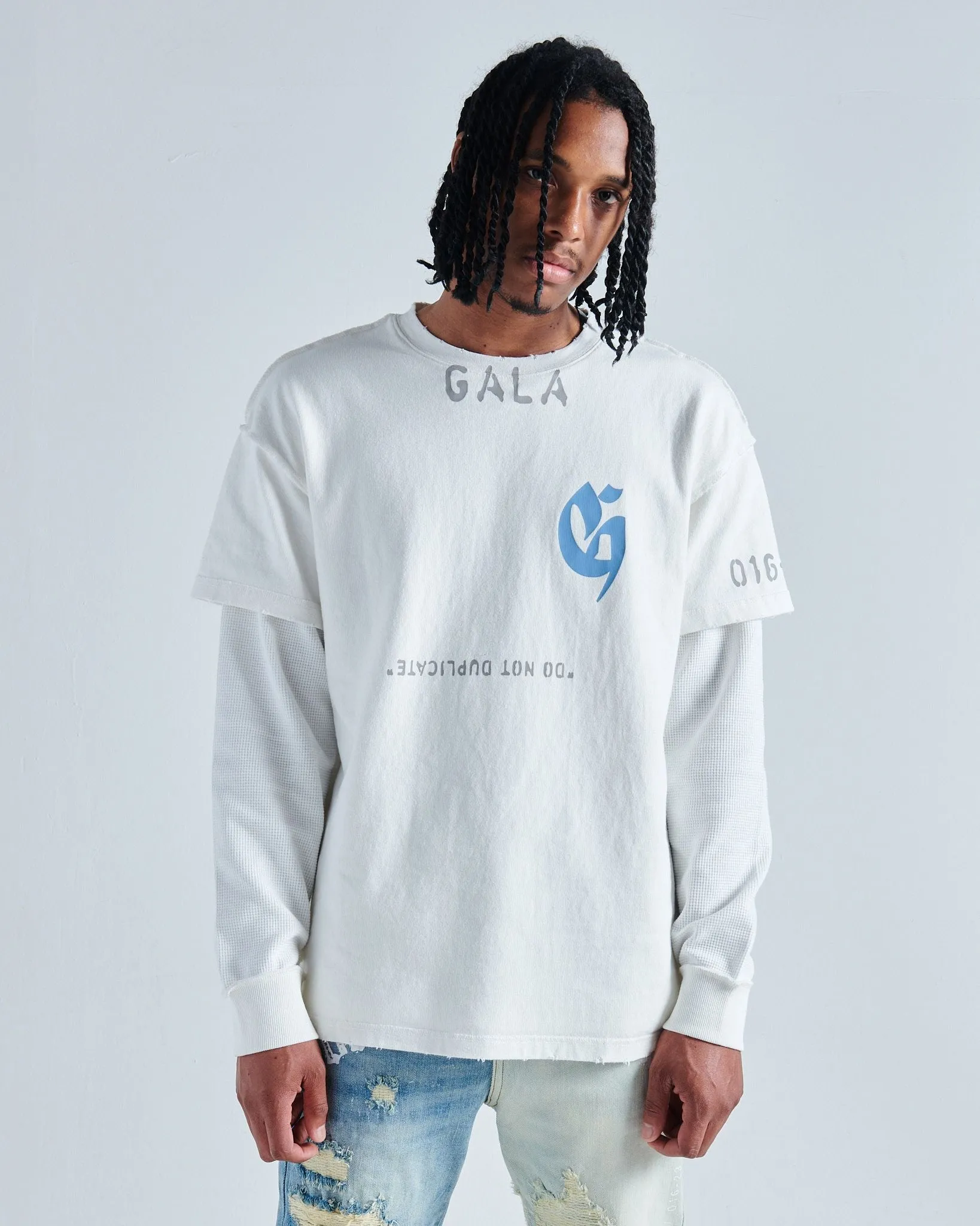 EGO MUST DIE THERMAL L/S TEE (WHITE/WHITE)