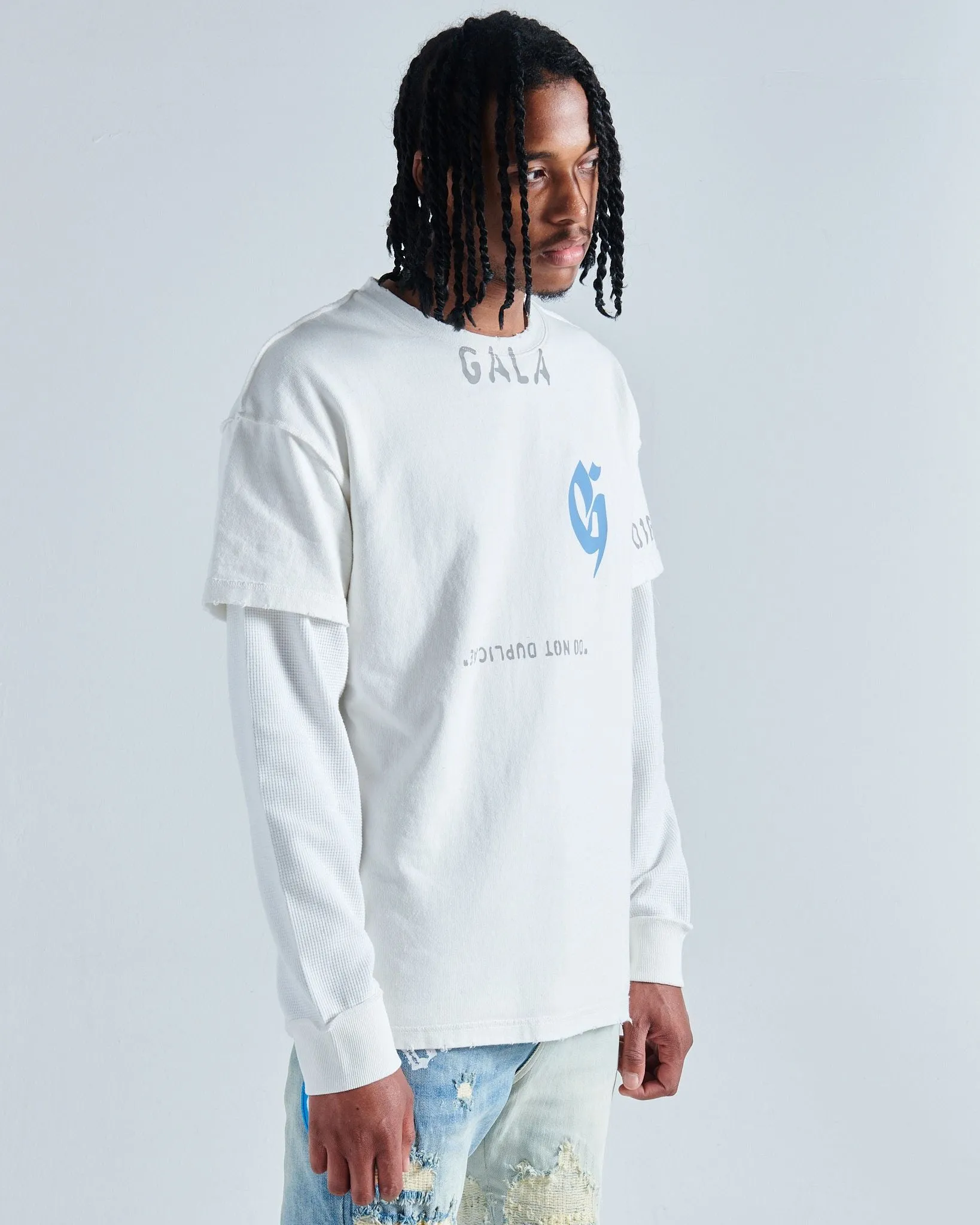EGO MUST DIE THERMAL L/S TEE (WHITE/WHITE)