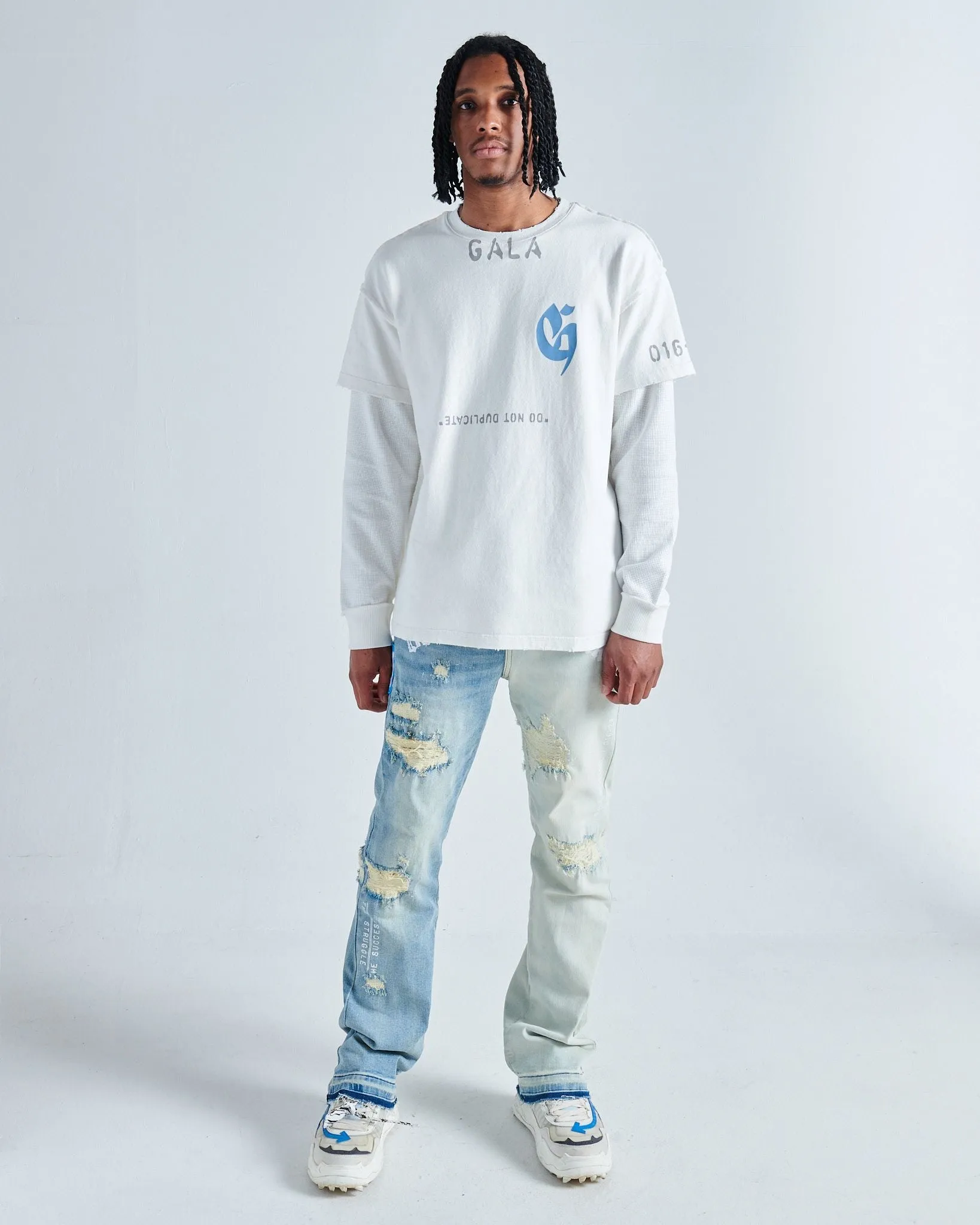 EGO MUST DIE THERMAL L/S TEE (WHITE/WHITE)