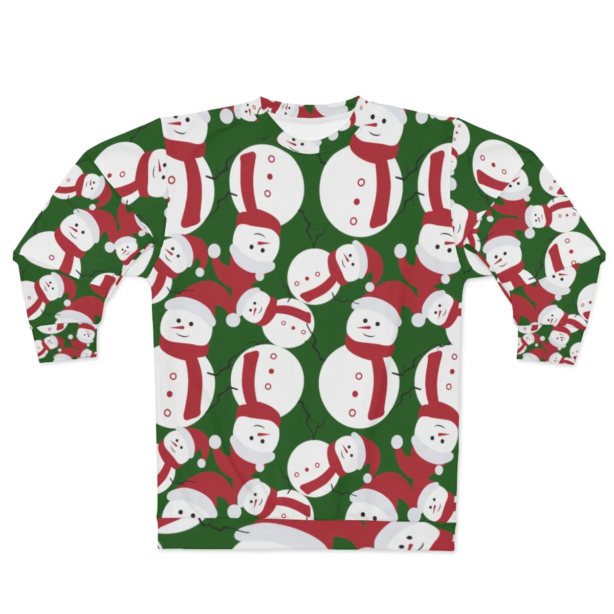 Green Christmas Snowman Sweatshirt, Best Dark Green Cute Snowman Christmas Holiday Unisex Sweatshirt - Made in USA