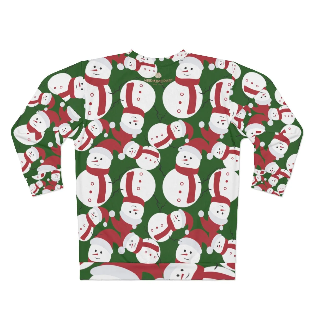Green Christmas Snowman Sweatshirt, Best Dark Green Cute Snowman Christmas Holiday Unisex Sweatshirt - Made in USA