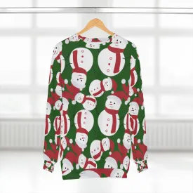 Green Christmas Snowman Sweatshirt, Best Dark Green Cute Snowman Christmas Holiday Unisex Sweatshirt - Made in USA