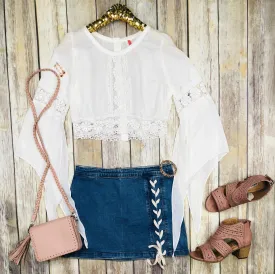 Here I Am Cropped Top: Ivory