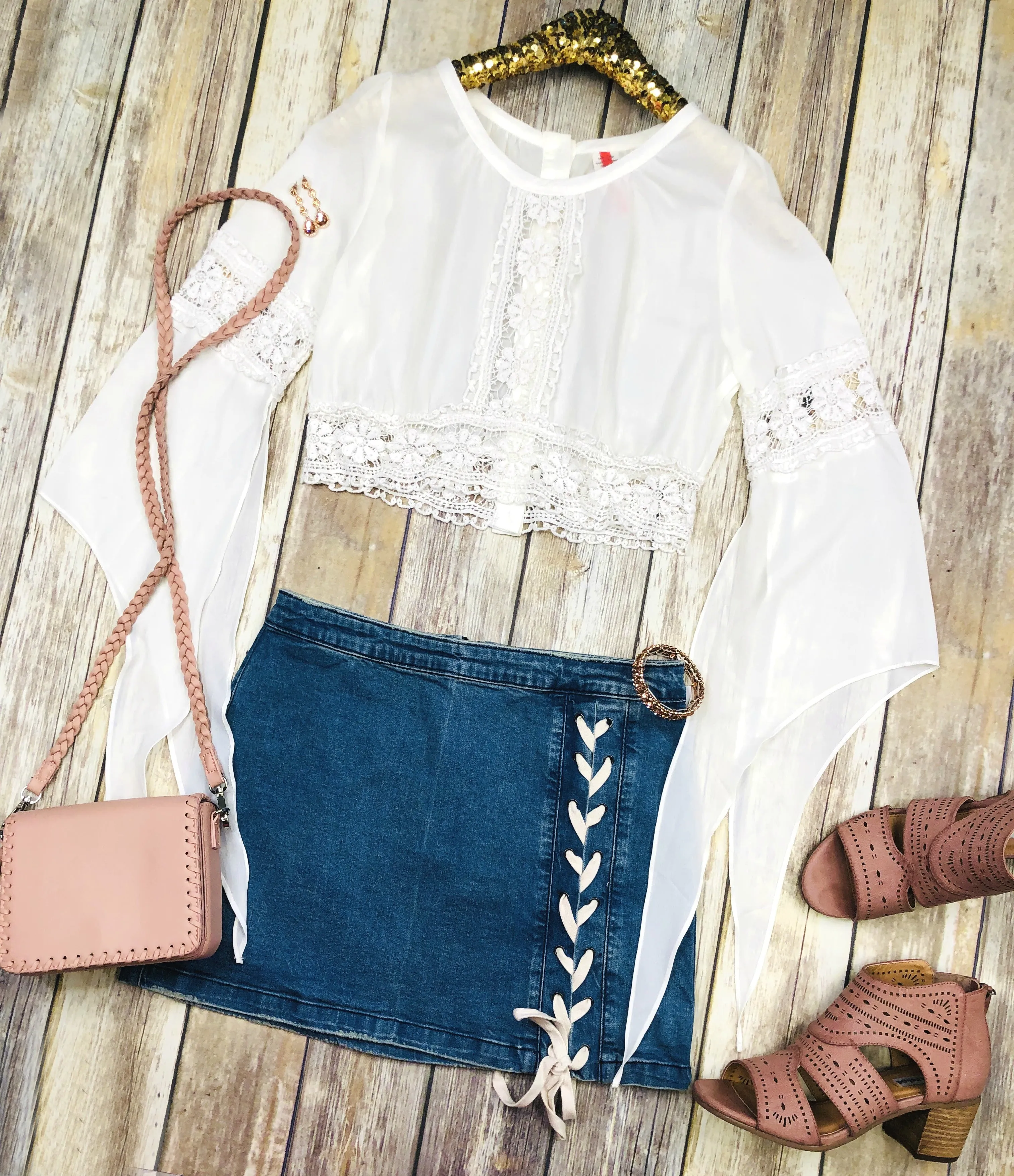 Here I Am Cropped Top: Ivory