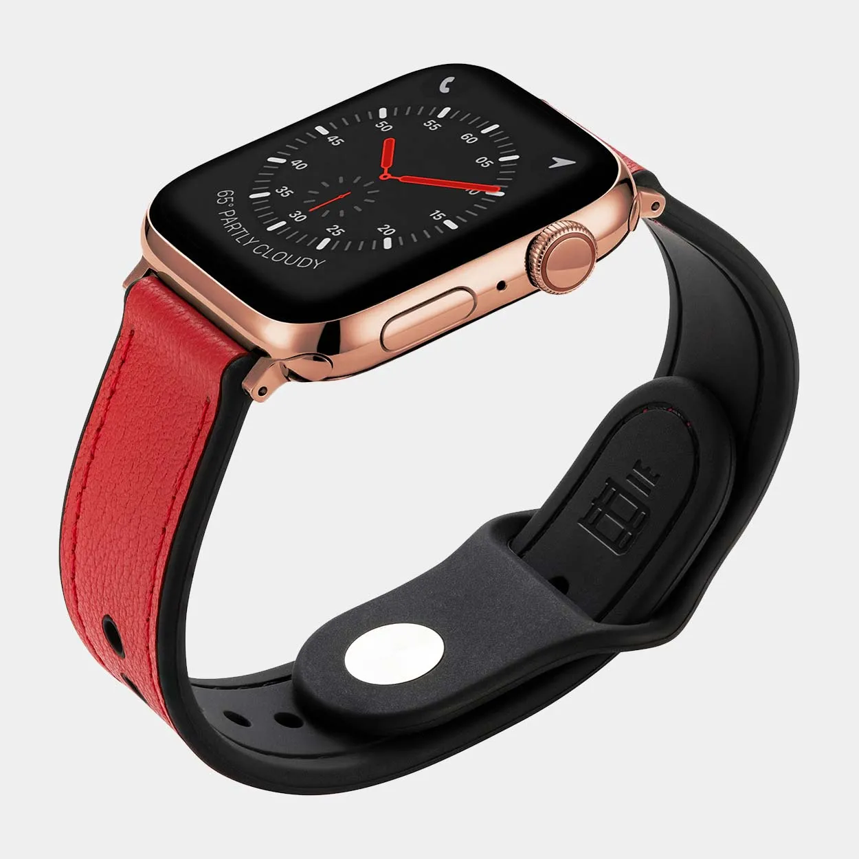 Hybri Sport/Leather Apple Watch Strap - Red