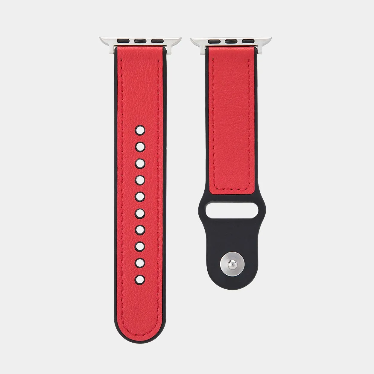 Hybri Sport/Leather Apple Watch Strap - Red