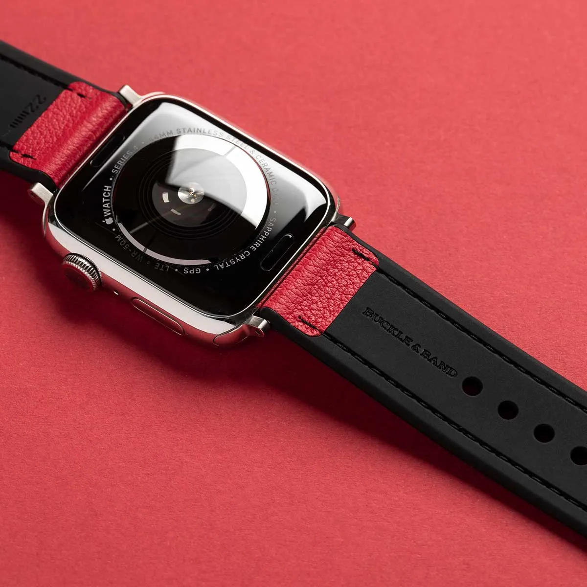 Hybri Sport/Leather Apple Watch Strap - Red