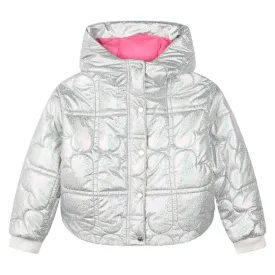 IRIDESCENT QUILTED HEARTS PUFFER JACKET
