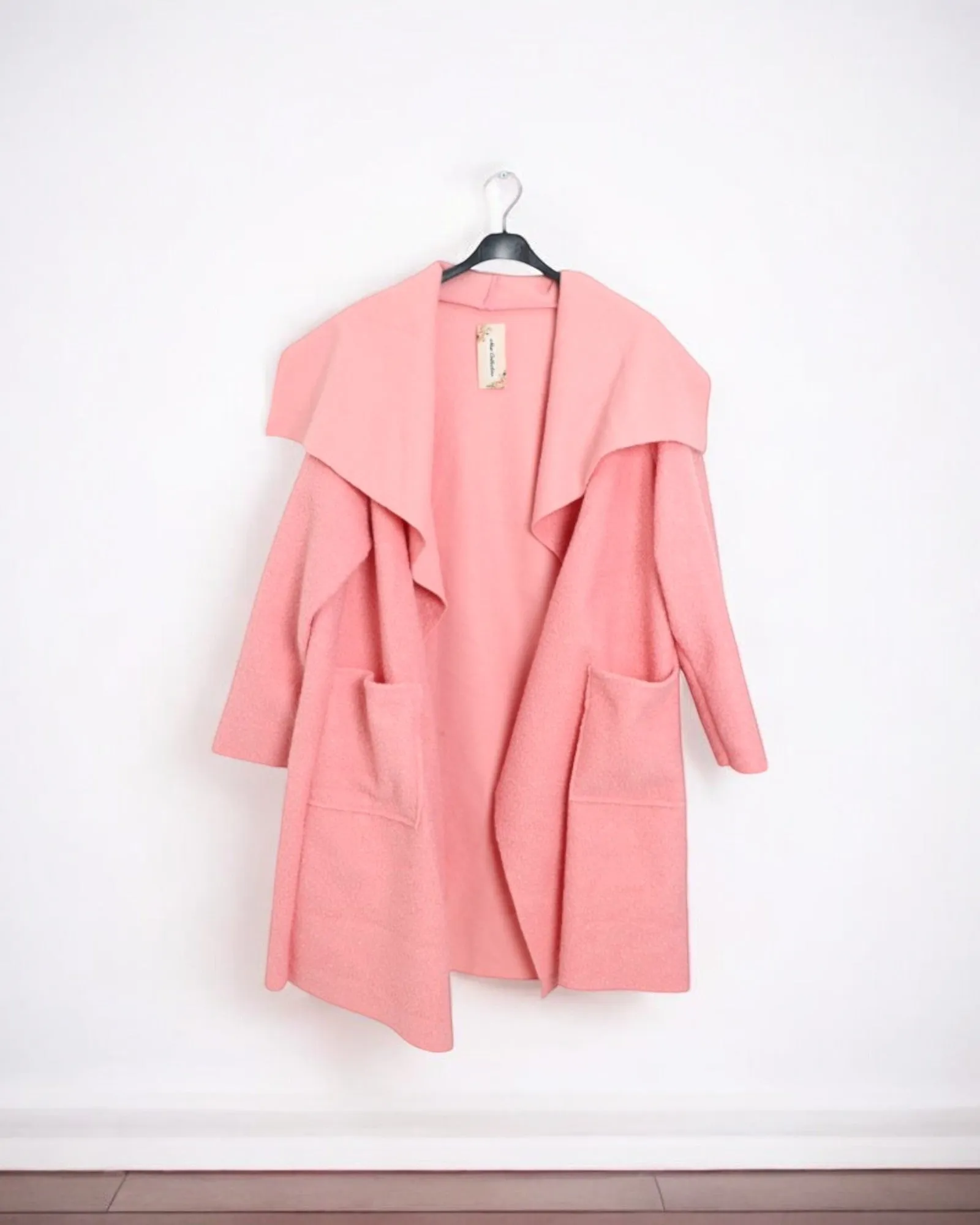 Italain Longsleeve Waterfall Front Pocket Boucle Jacket