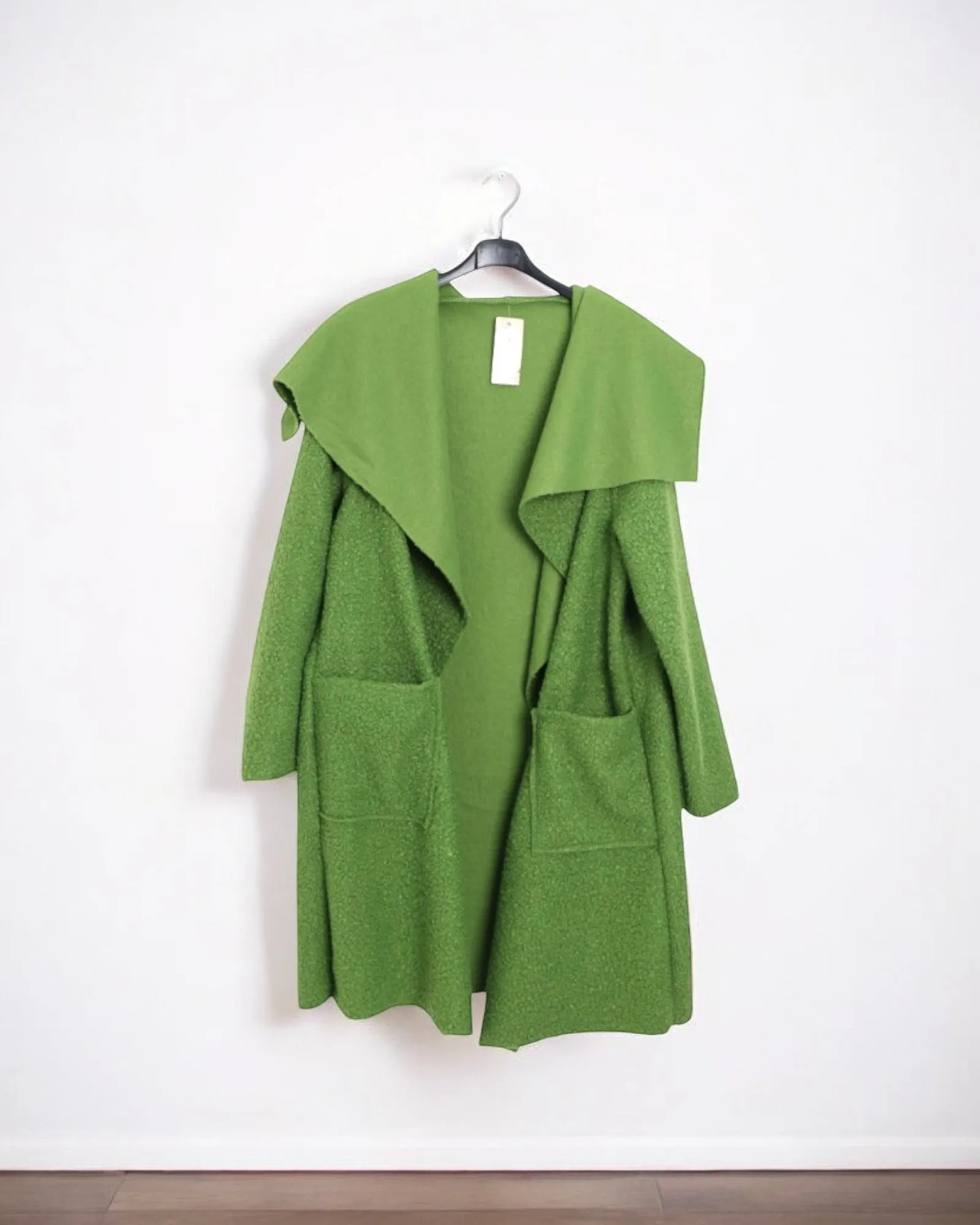 Italain Longsleeve Waterfall Front Pocket Boucle Jacket