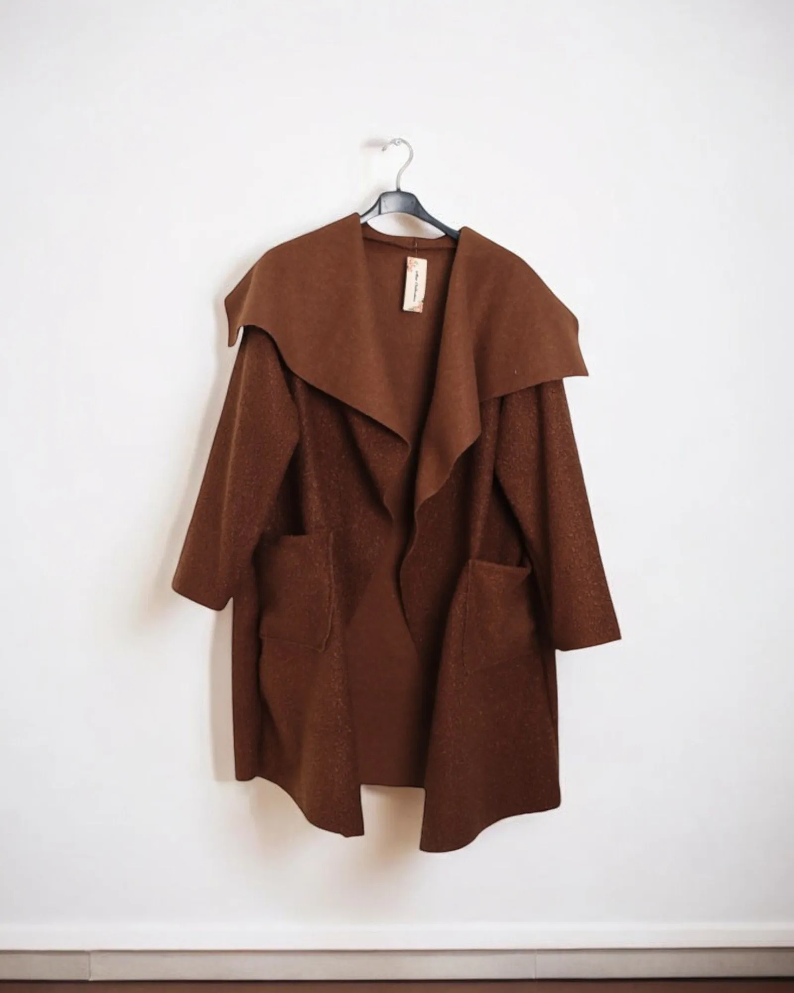 Italain Longsleeve Waterfall Front Pocket Boucle Jacket