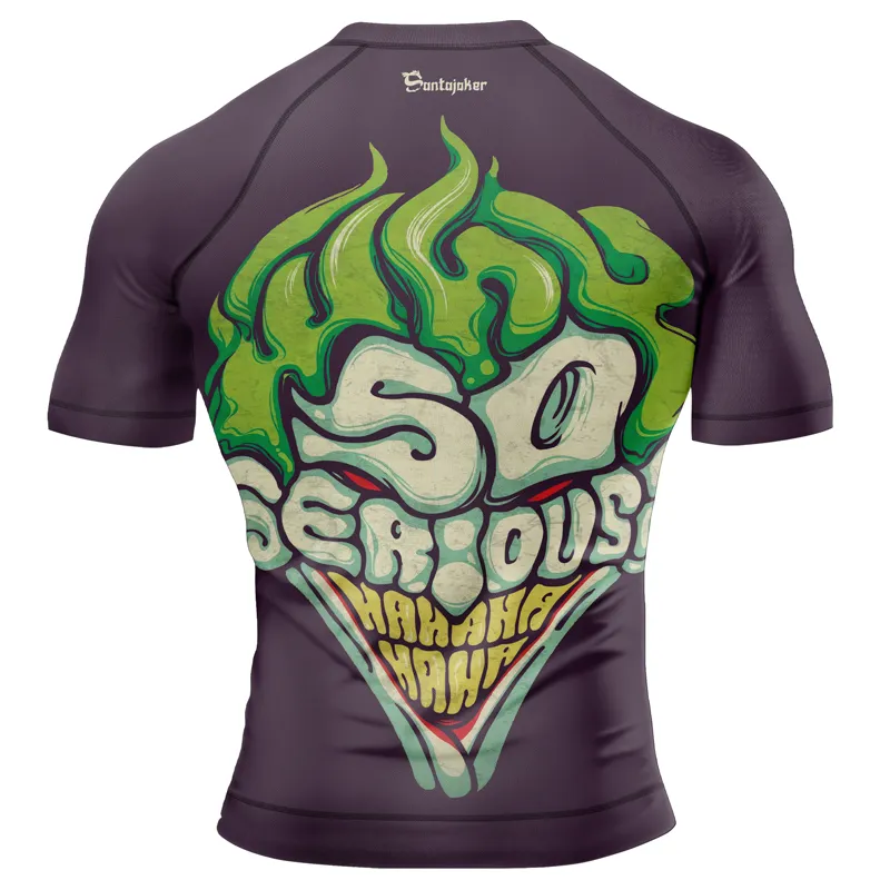 Joker Why So Serious HaHaHa Purple Men's Short Sleeve Rash Guard