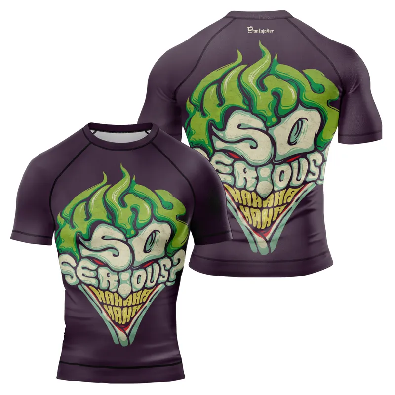 Joker Why So Serious HaHaHa Purple Men's Short Sleeve Rash Guard