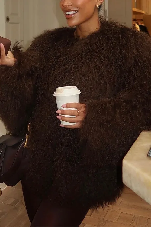 Karleedress Open Front Winter Faux Fur Teddy Coat