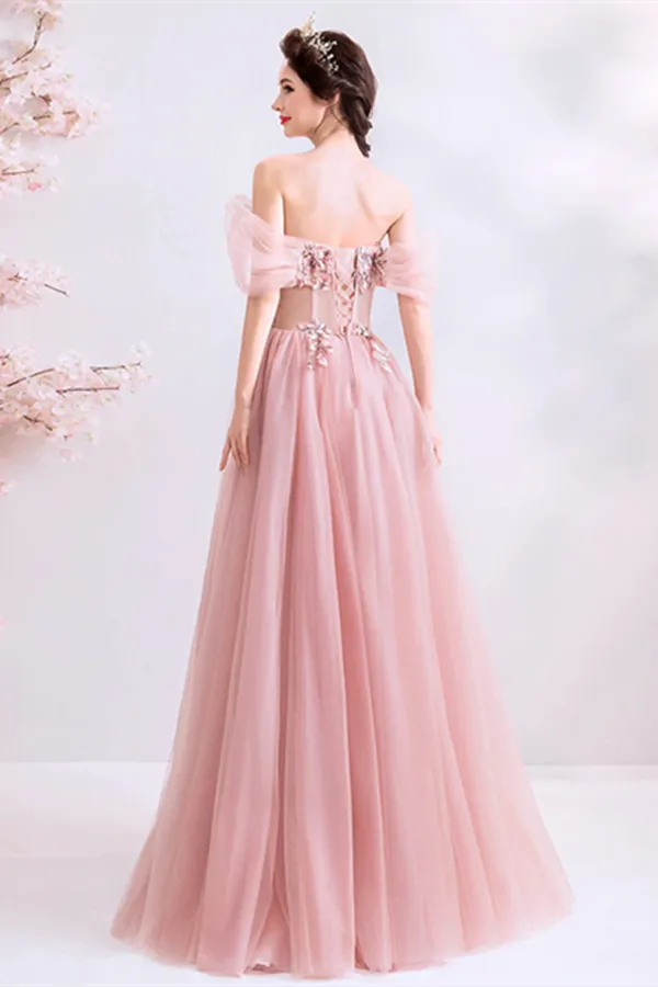 Kateprom Chic A line Off the shoulder Beautiful Prom Dress Unique Long Formal Gowns KPP1566