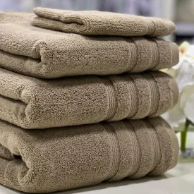 Linen Obsession "Zero Twist" Bath Towels Collection in Mushroom