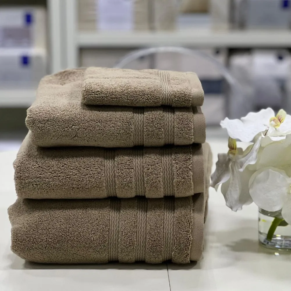 Linen Obsession "Zero Twist" Bath Towels Collection in Mushroom